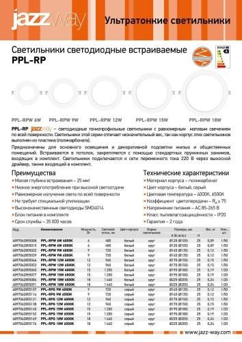    PPL-RPW 18W 6500K 1350 IP20  .2855091 JazzWay  3