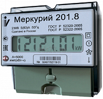 Счетчик однофазный Меркурий-201.8 1кл. 5-80А 220В  электронный ЖК циферблат