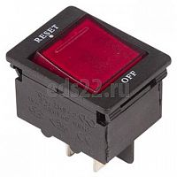 Клавишный выключатель 250В 10А 4с RESET-OFF красный с подсветкой автомат (IRS-2-R15) арт.36-2620 REXANT
