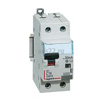 Автоматический выключатель дифференциального тока (АВДТ) 1P+N 10A 30мA AC 6кА C DX3 Legrand 411000
