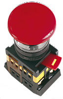 Кнопка AEAL22 "Грибок"с фиксацией красный d22мм  240В 1з+1р ИЭК